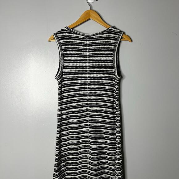 Everlane The Rib Knit A-line Tank Maxi Dress Women's Large Stripes Black White - Picture 5 of 13